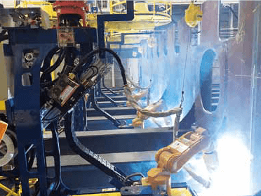 Figure 6-2: Actual welding operation with ARCMAN™ A30S at hull assembly