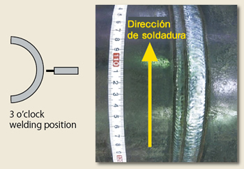 Figure 8: Bead appearance of the weld metal in the 3 o’clockposition