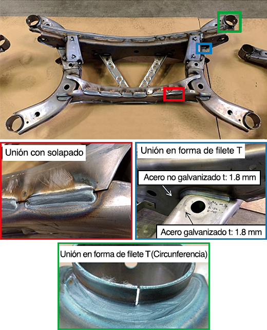 Figura 13: Aspecto y soldaduras de los travesaños de suspensión