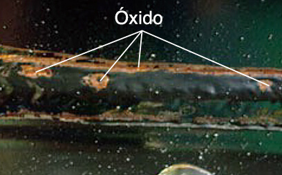 Figura 2: Progreso de defectos de recubrimiento: óxido en soldaduras