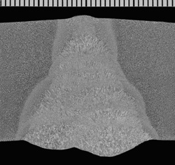 Figure 4: Macrostructure of butt joint weld metal