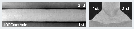 Figure 15: RT result (X-ray film) and shape of penetration by the HTM process