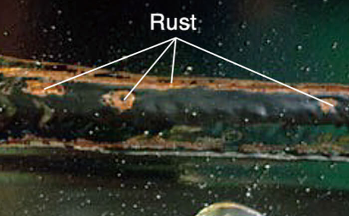 Figure 2: Progress of coating defects: rust on welds