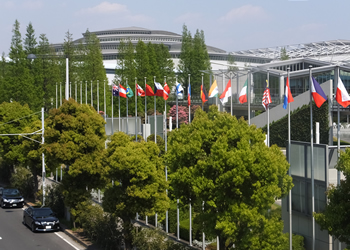 The exhibition venue (rear building)