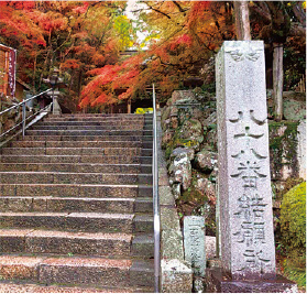 Stone pillar at the entrance to the temple grounds--a place to make a wish