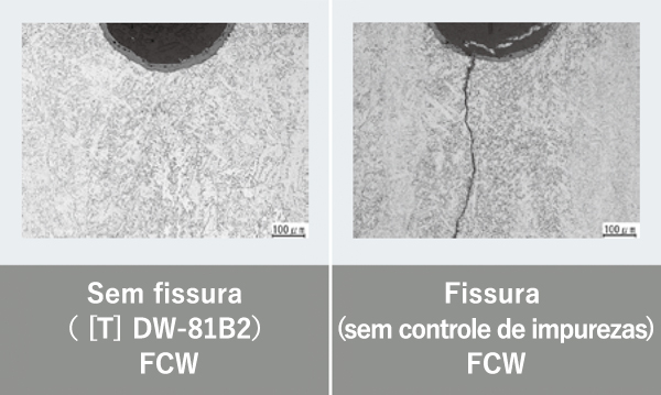 Figura 8: Observação de fissura ou não fissura na porção de entalhe U em teste de fissuração com anel em C