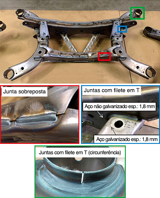 Figura 13: Aparência e soldas dos elementos do quadro da suspensão