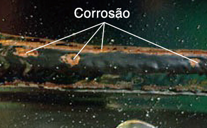 Figura 2: Progresso de defeitos no revestimento: corrosão nas soldas