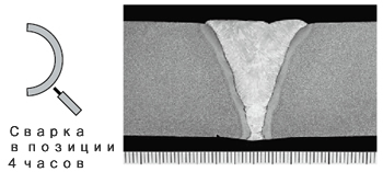 Figure 14: Macrostructure of the weld metal in the 4 o’clock position