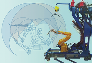 Иллюстрация 4: Миниатюрная система роботной сварки ARCMAN™ и транспортера (комплект ARCMAN™) для использования в тесном пространстве