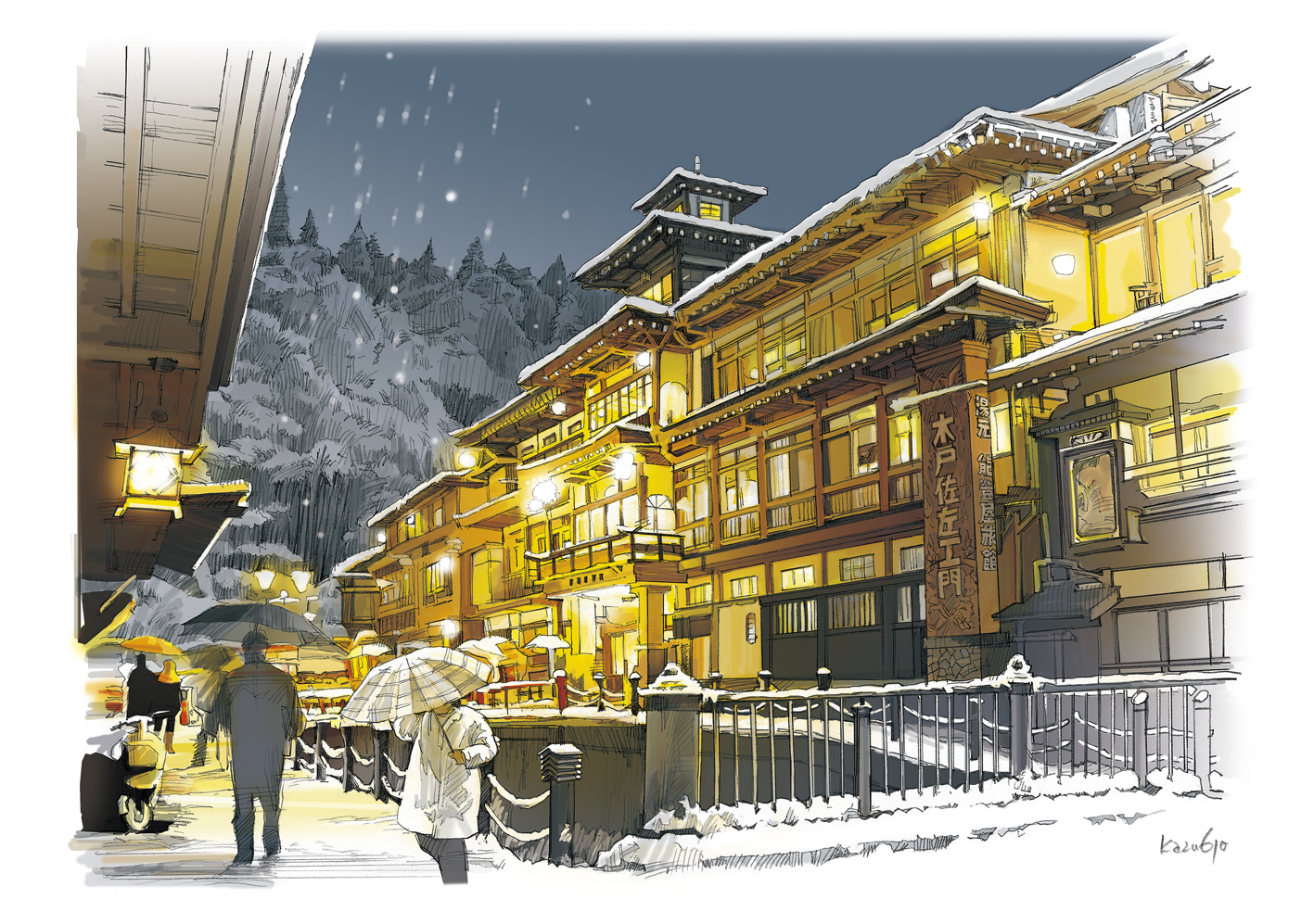 Городок с горячими источниками Гиндзан, хранящий романтичную атмосферу периода Тайсё.